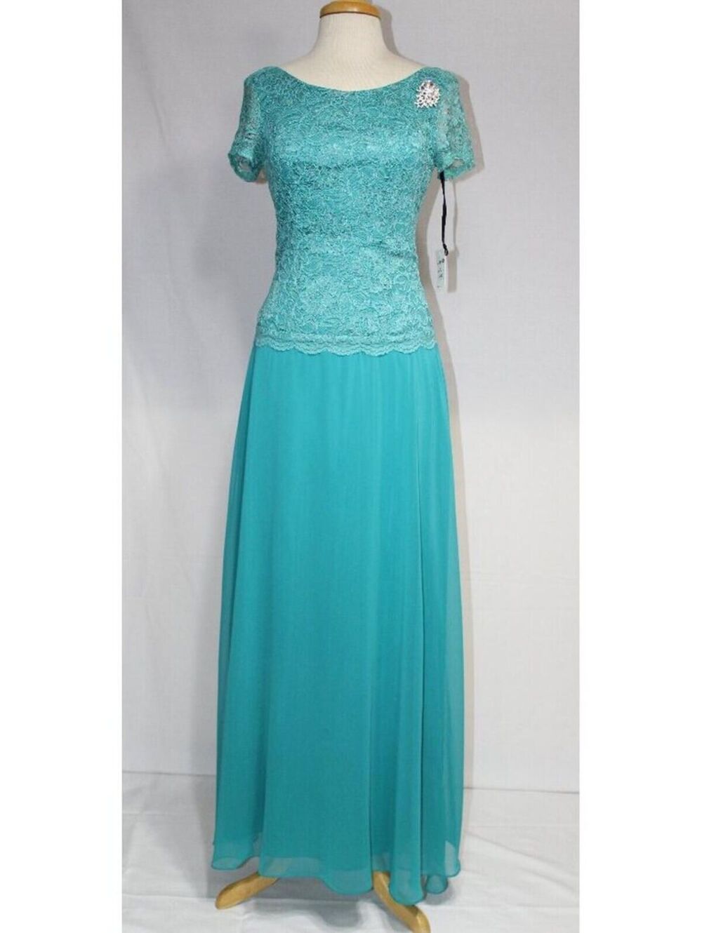 Fanny Fashion #1250-Mother of Bride or Groom Long Dress-Size Small-Jade -NEW